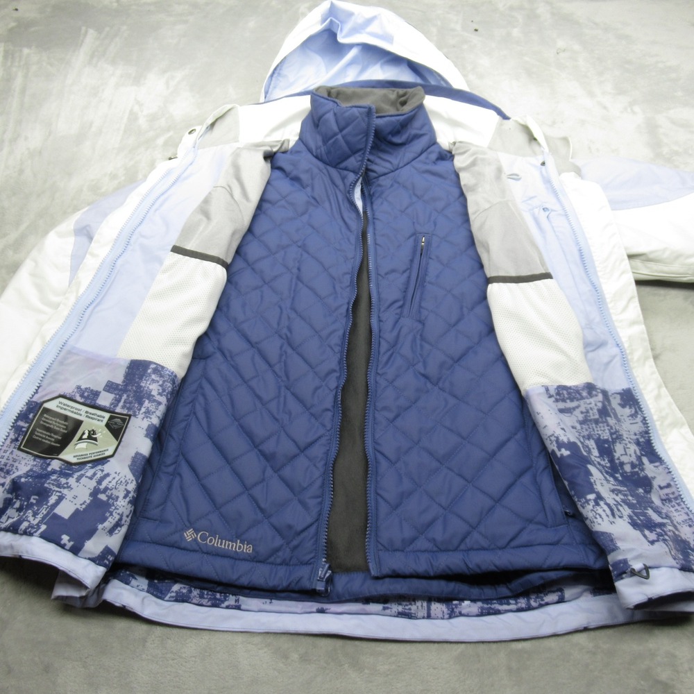 Columbia Jacket Womens Medium Purple White Waterproof Removable Puff Liner 3in1 - Picture 2 of 16